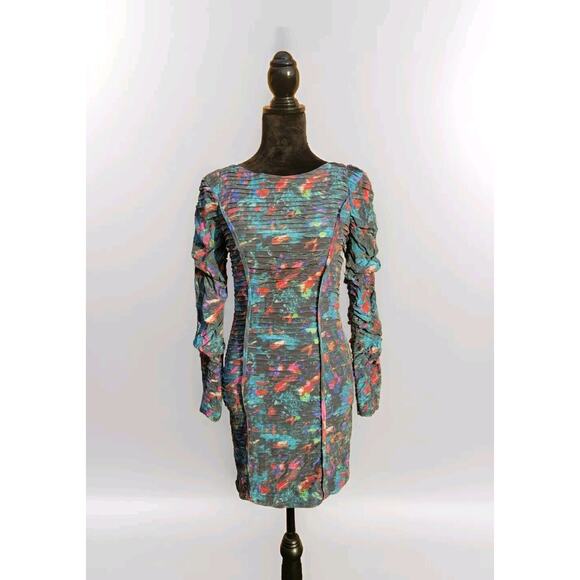 Rebecca Minkoff Dresses & Skirts - Rebecca Minkoff Womens Silk Dress Size 2 Blue Printed Above Knee Long Sleeve